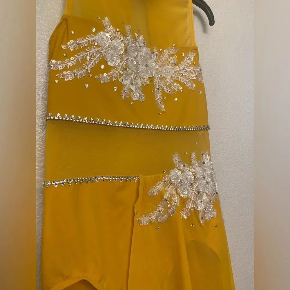 Weissman Balera dance costume solo yellow custom lyrical D10496 MA adult